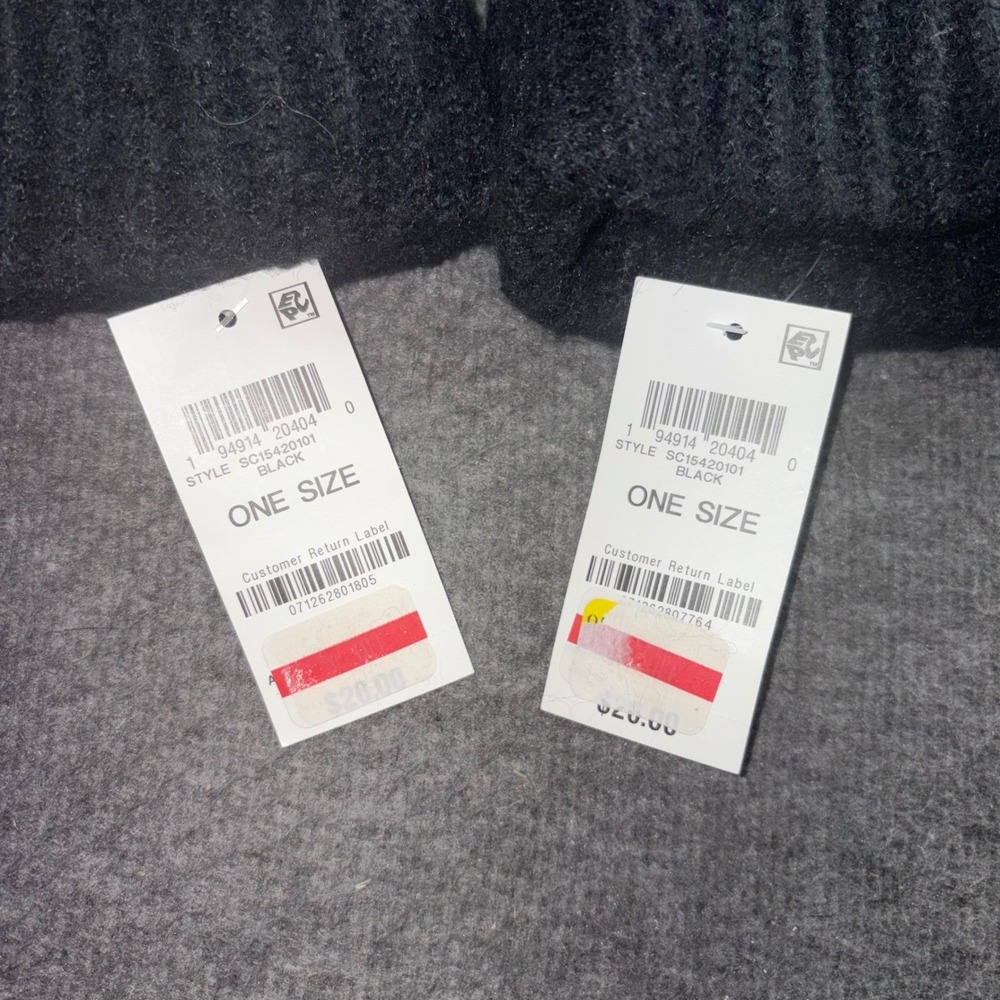 Style & Co 2 Pack Black Ribbed Cuffed Beanie Hats NWT SC15420101 One Size 28380 - Picture 3 of 4